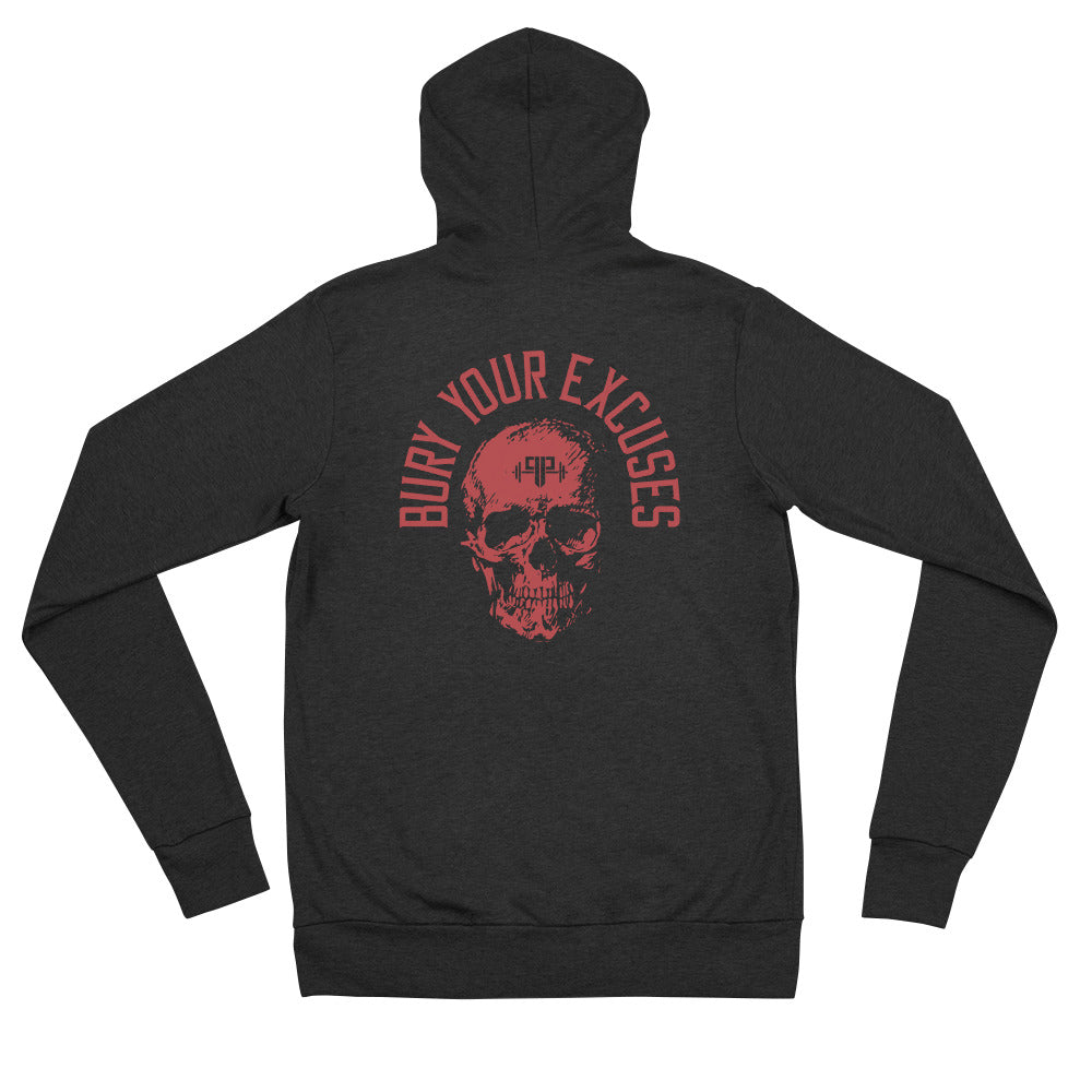 Bury Your Excuses – Red / Body Evo / Unisex Zip Hoodie