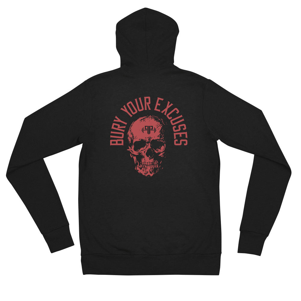 Bury Your Excuses – Red / Body Evo / Unisex Zip Hoodie